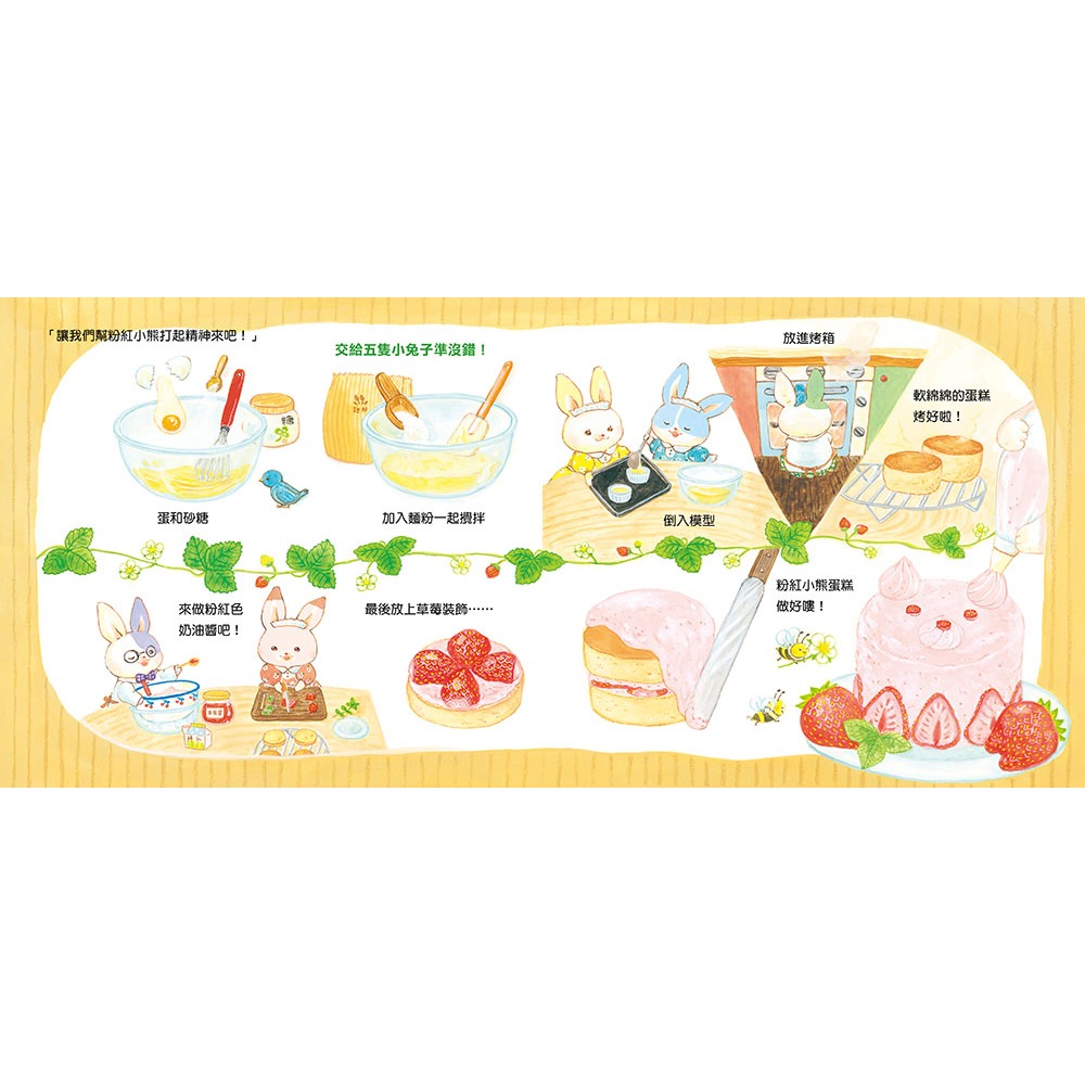 ✨現貨✨《小熊出版》歡迎光臨小兔子咖啡館（隨書收錄粉紅小熊草莓蛋糕食譜＋小兔子著色卡）⭐️童書團購批發⭐️-細節圖8