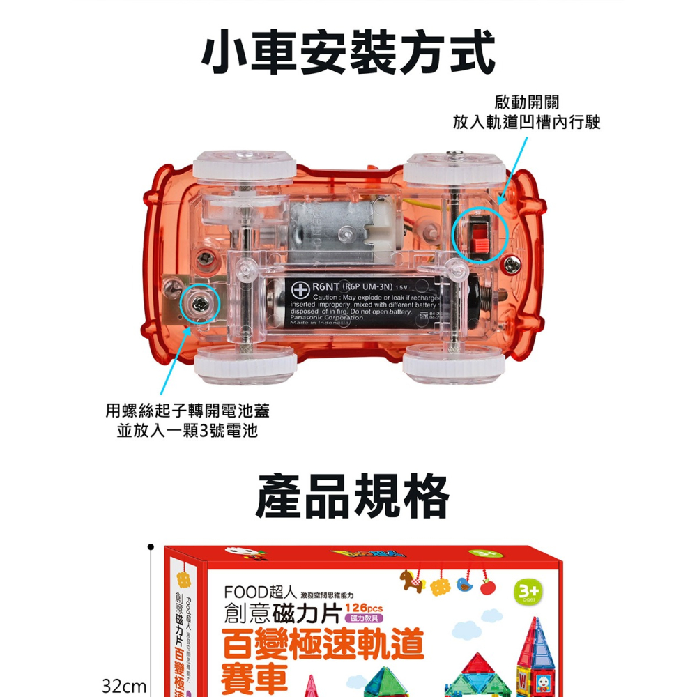 ✨現貨✨《風車》FOOD超人創意磁力片：百變極速賽車⭐️童書團購批發⭐️-細節圖10