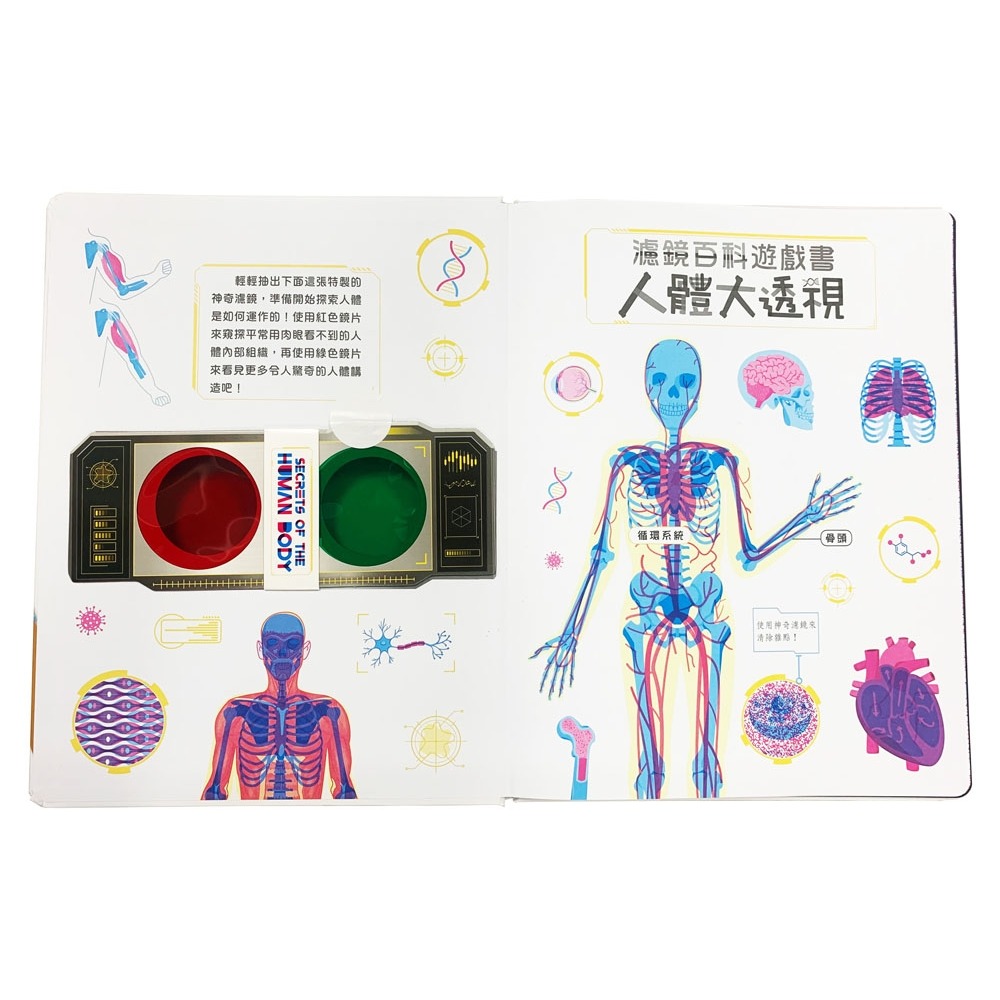 ✨現貨✨《幼福》人體大透視：濾鏡百科遊戲書（內附神奇雙色透視濾鏡，可顯現出不同圖案！）⭐️童書團購批發⭐️-細節圖4