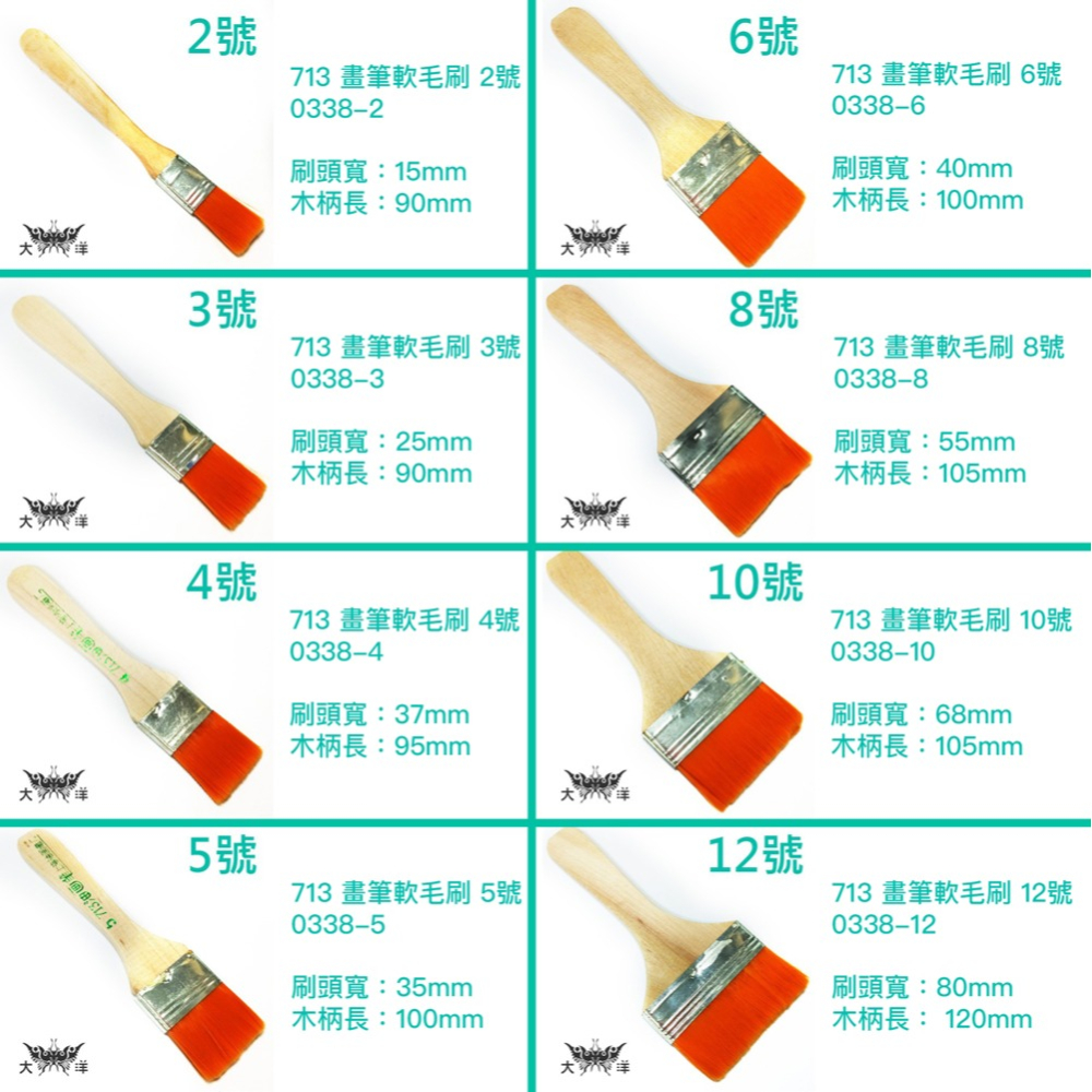 713 畫筆軟毛刷 2號 3號 4號 5號 6號 8號 10號 12號 0338 大洋國際電子-細節圖2