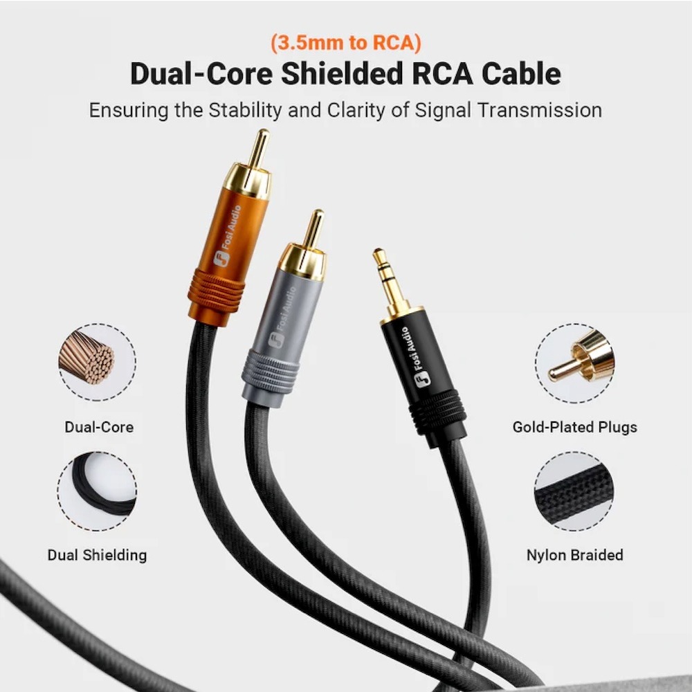 Fosi Audio 原廠 Y 型線 立體聲 3.5mm - 2 RCA 1.2m-細節圖2