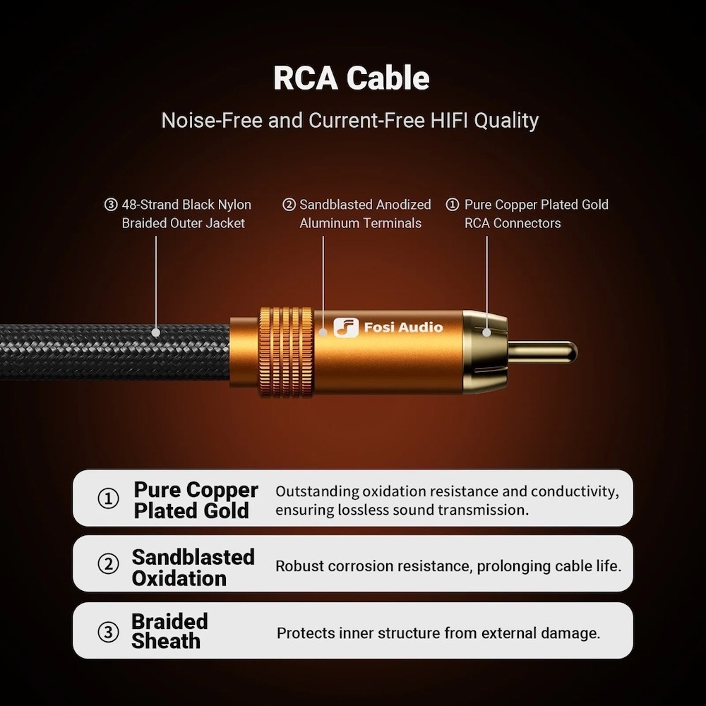 Fosi Audio 原廠 RCA 音源線 30cm (一對)-細節圖2