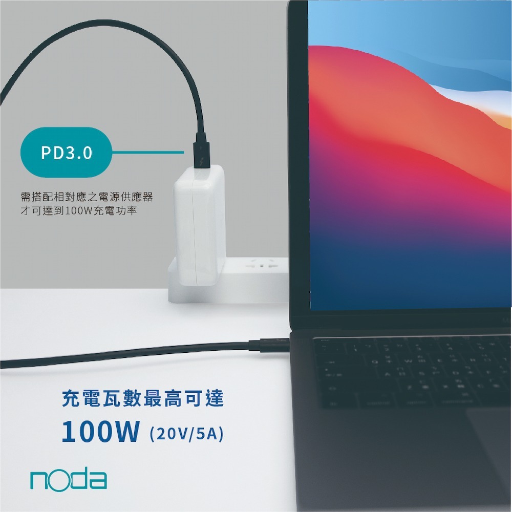 noda Thunderbolt 4 Cable Type-C 傳輸線 40Gbps 支援 UBS4 TB3 三年保固-細節圖4
