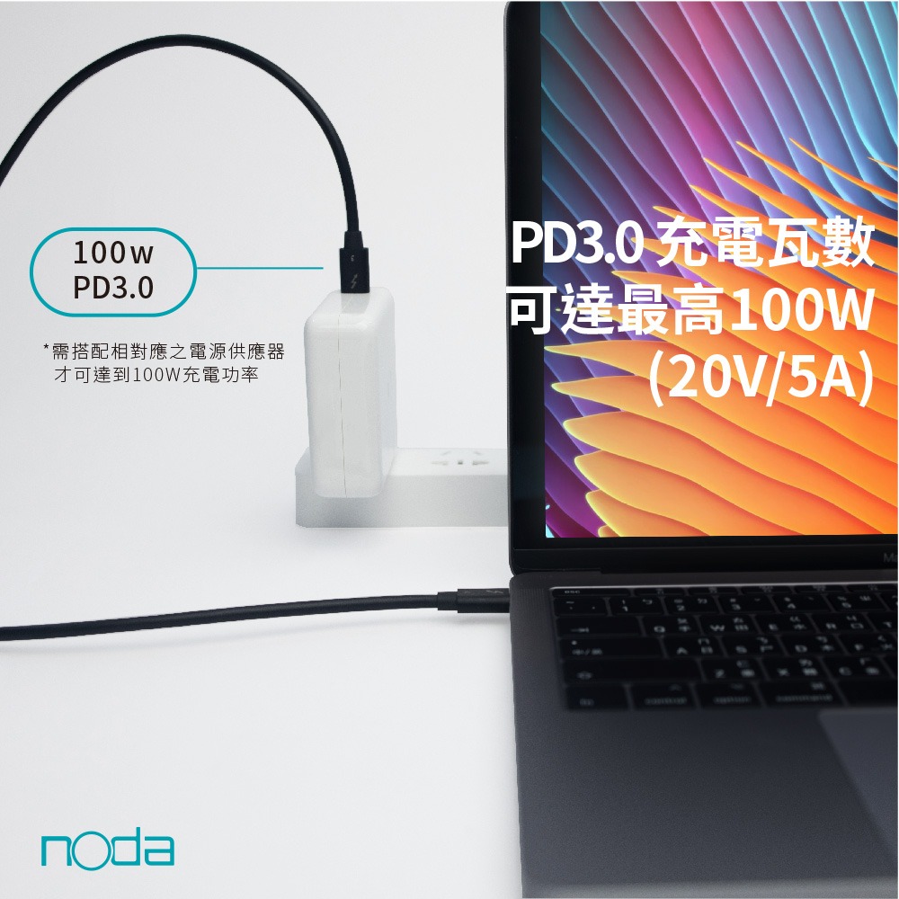 noda Thunderbolt 3 傳輸線 Type-C 70CM-細節圖3