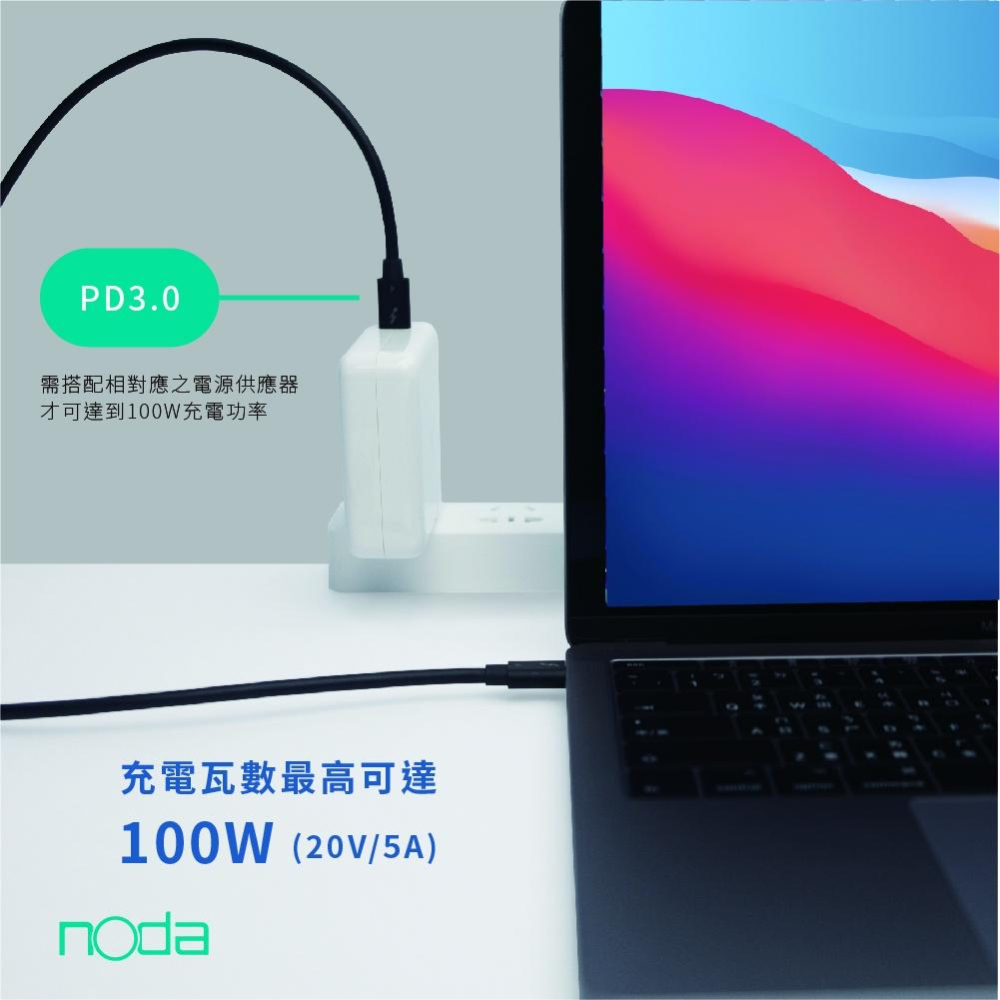 noda Thunderbolt 4 Cable Type-C 傳輸線 40Gbps 支援 UBS4 TB3 三年保固-細節圖6
