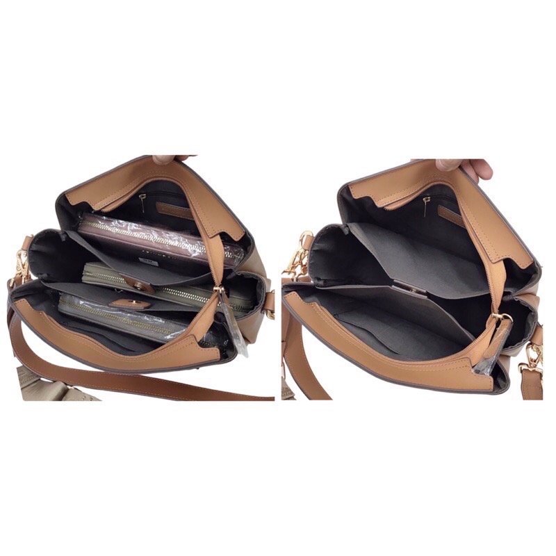 ￼（現貨5色）🎀SHINYTON 復古三層大容量側背包🎀多層包、側背包、手提包、肩背包、附織帶包、大容量側背包-細節圖6