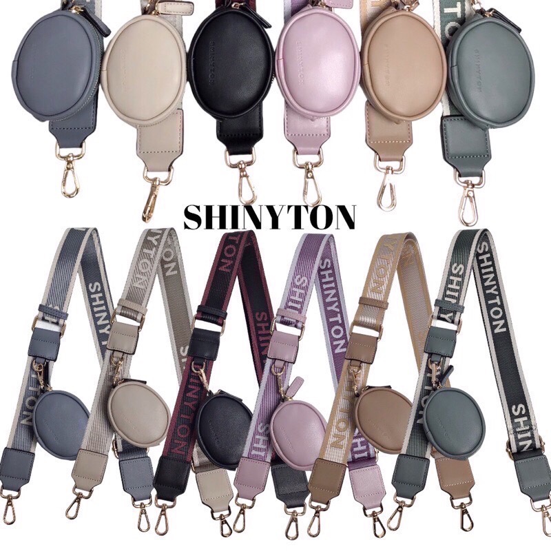 ￼（現貨6色）🎀SHINYTON 馬卡龍刺繡寬背帶附零錢包🎀寬背帶、背帶、零錢包、斜背帶、肩背帶、包包配件-細節圖2