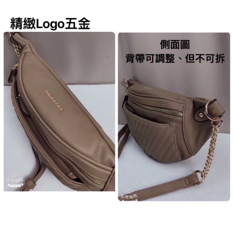 ￼（現貨3色）🎀SHINYTON V格胸包🎀v格包、菱格包、側背包、肩背包、腰包、鏈條包-細節圖3