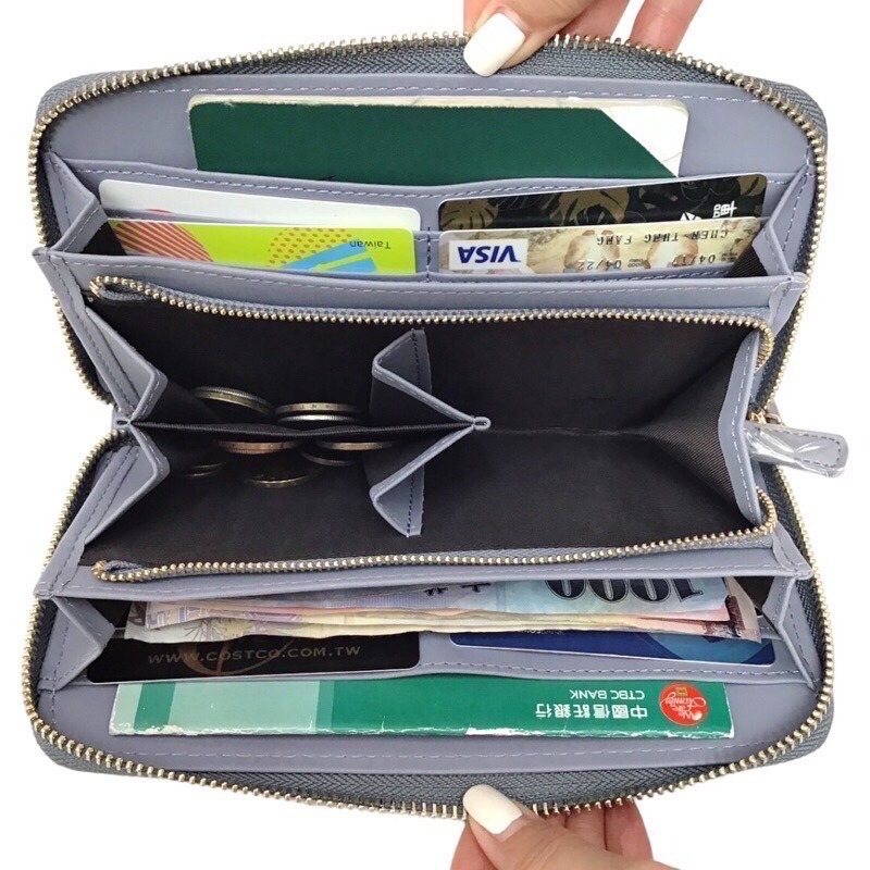 ￼（現貨7色）🎀SHINYTON 多格層20公分長夾🎀長夾、中夾、短夾、手提包、零錢包、多格層皮夾-細節圖6