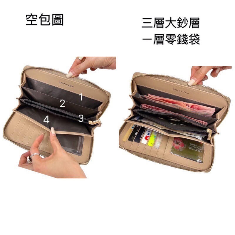 ￼（現貨9色）🎀SHINYTON 防刮十字紋大長夾🎀長夾、中夾、短夾、手提包、零錢包、多層包-細節圖5