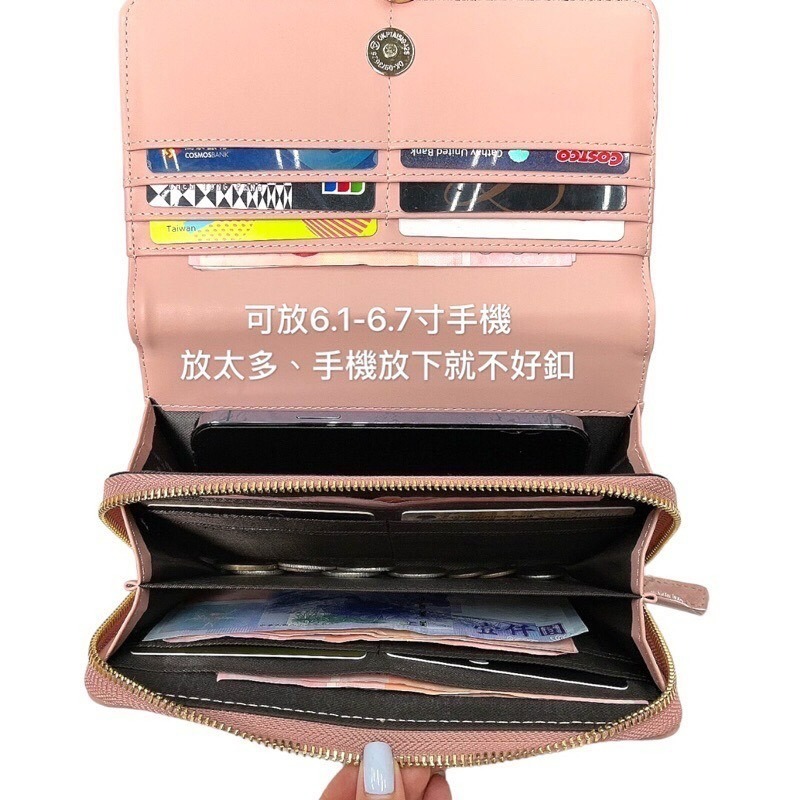 ￼（現貨7色）🎀SHINYTON 防刮十字紋大Logo撞色大長夾🎀長夾包、卡片包、零錢包、翻蓋長夾、手機包、多層包-細節圖6