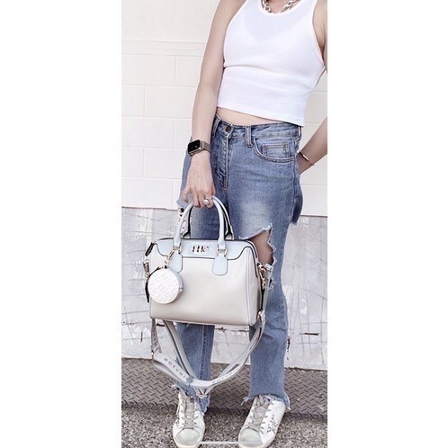 ￼（現貨6色）🎀SHINYTON 防刮十字紋大Log枕頭包🎀手提包、側背包、肩背包、斜背包、方包、附零錢包、水桶包-細節圖6