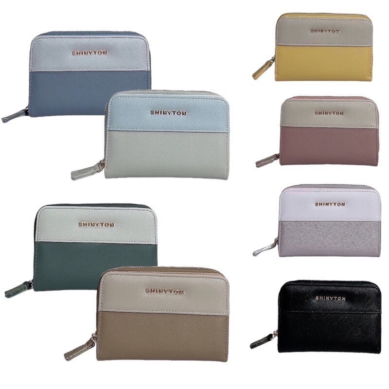 ￼(現貨8色）🎀SHINYTON 撞色仿刮十字紋中夾🎀ㄇ字拉鏈中夾、卡片包、零錢包、長夾、短夾-細節圖7