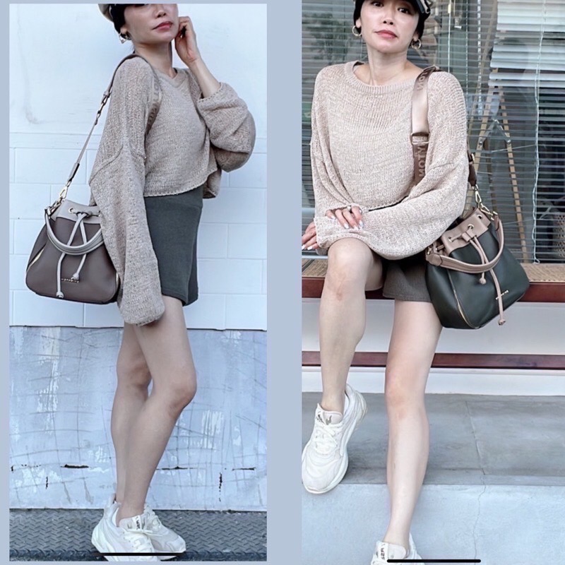 ￼（現貨9色）🎀SHINYTON混搭水桶包小款🎀側背包、斜背包、水桶包、手提包、肩背包、束口包-細節圖9