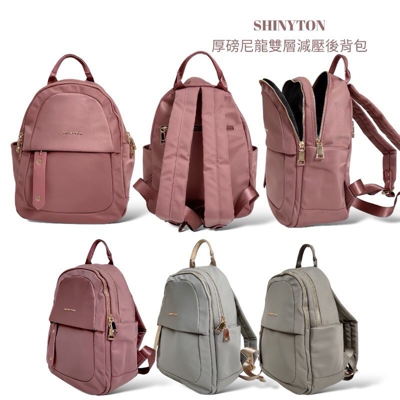￼現貨（4色）🎀SHINYTON厚磅尼龍雙層減壓後背包🎀後背包、肩背包、雙肩後背包、減壓後背包、多層包-細節圖2