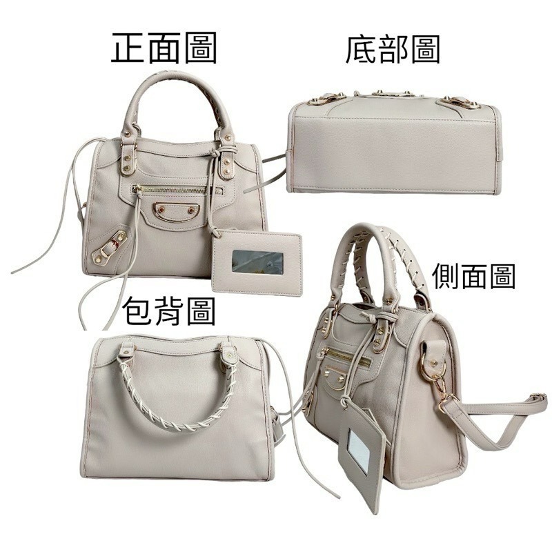 ￼（現貨5色）🎀韓版金釦中機附鏡子🎀機車包、手提包、肩背包、側背包、托特包、波士頓包、斜背包-細節圖5