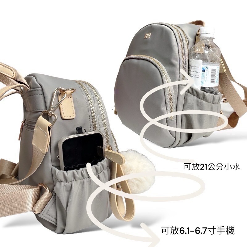 ￼現貨（4色）🎀SHINYTON厚磅尼龍三層兩用附毛球後背包🎀肩背包、側背包、後背包、雙肩後背包、多層包、中型後背包-細節圖5