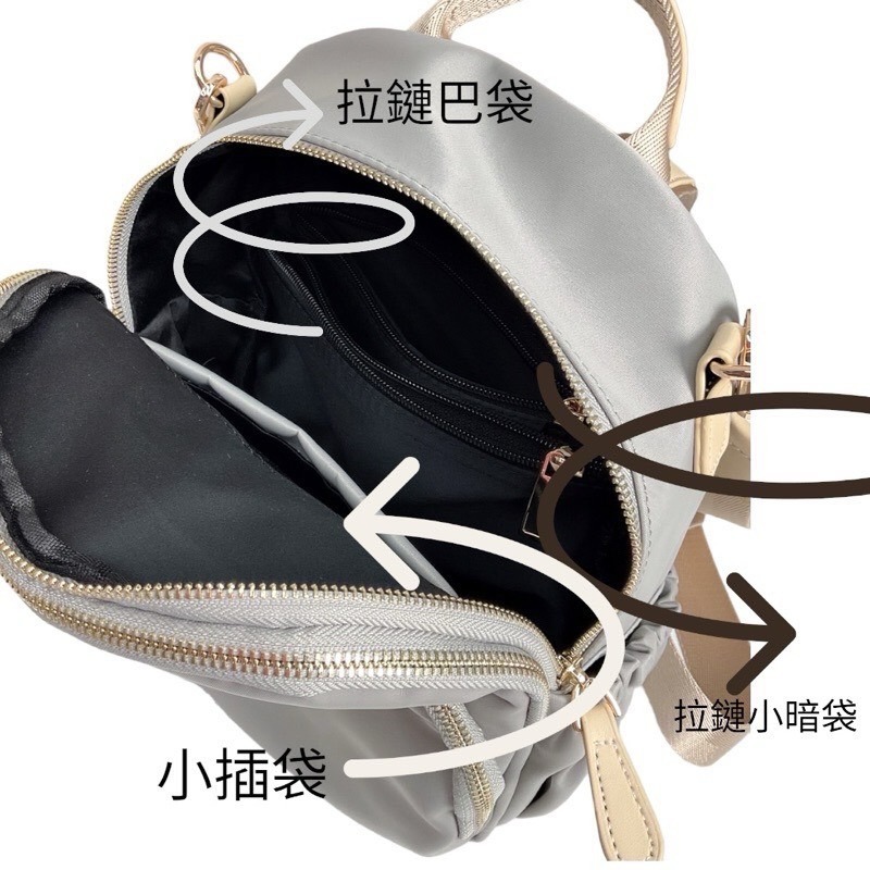 ￼現貨（4色）🎀SHINYTON厚磅尼龍三層兩用附毛球後背包🎀肩背包、側背包、後背包、雙肩後背包、多層包、中型後背包-細節圖6