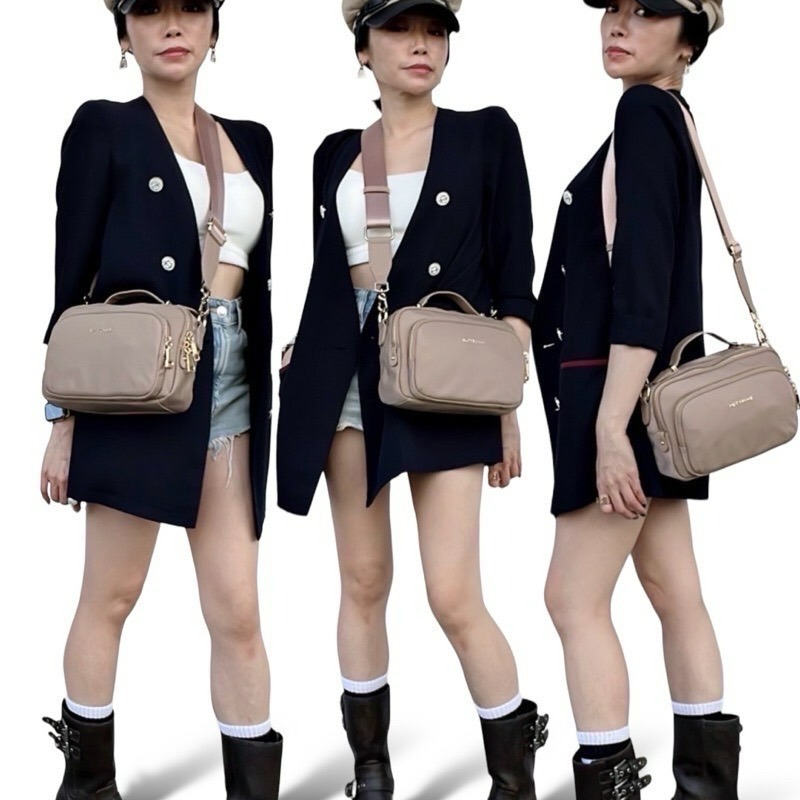 ￼（現貨色）🎀SHINYTON 厚磅尼龍雙層小相機包🎀側背包、手提包、小方包、雙層包、斜背包、相機包-細節圖8