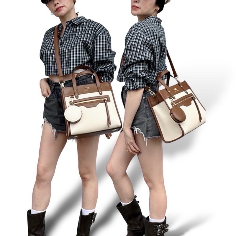 ￼現貨（6色）🎀SHINYTON仿丹寧（皮料）托特包🎀側背包、斜背包、手提包、肩背包、水桶包、托特包、方包-細節圖8