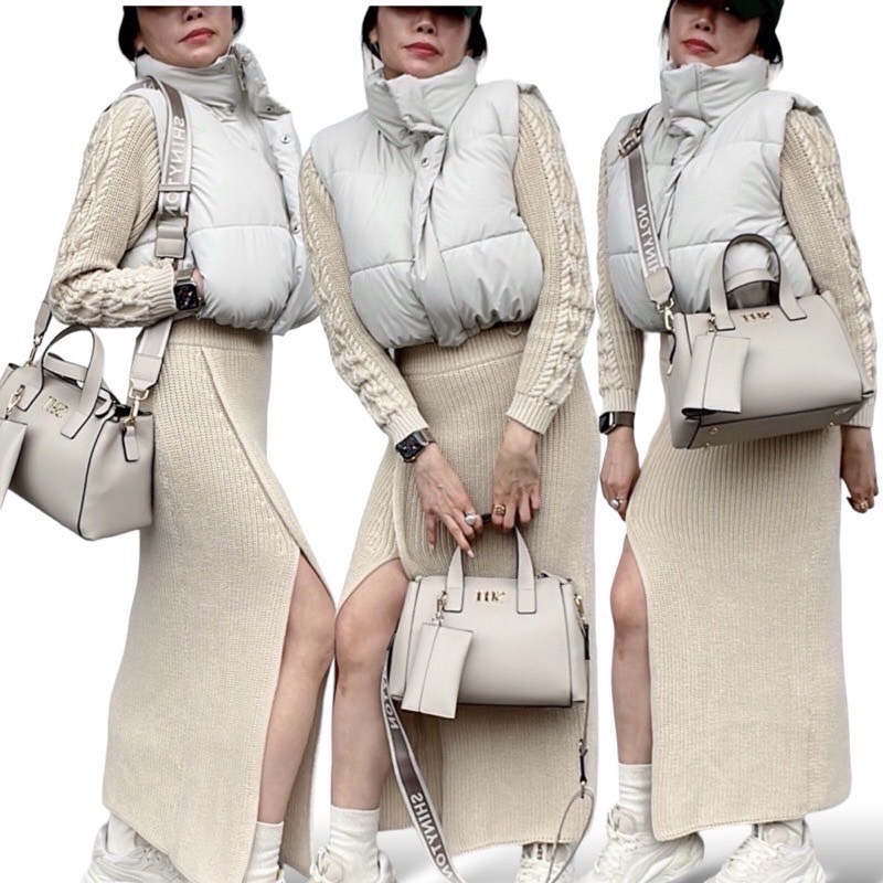 ￼(現貨4色）🎀SHINYTON 仿牛皮紋內三層托特包附卡包🎀托特包、手提包、側背包、肩背包、零錢包、、波士頓包、斜背包-細節圖8