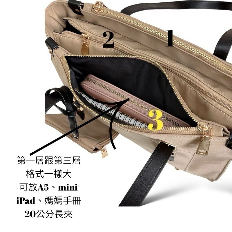 ￼（現貨4色）🎀SHINYTON三層大包（附零錢包）🎀大托特包、肩背包、側背包、手提包、三層包、附零錢包、斜背包-細節圖5