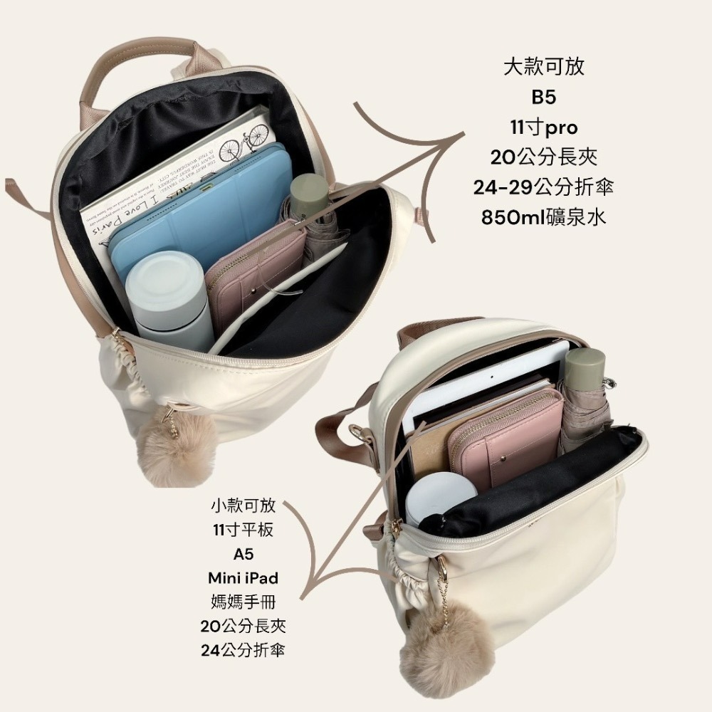 ￼(現貨4色）🎀SHINYTON 厚磅尼龍2way後背包（小款）🎀肩背包、兩用後背包、多層後背包、小後背包-細節圖7