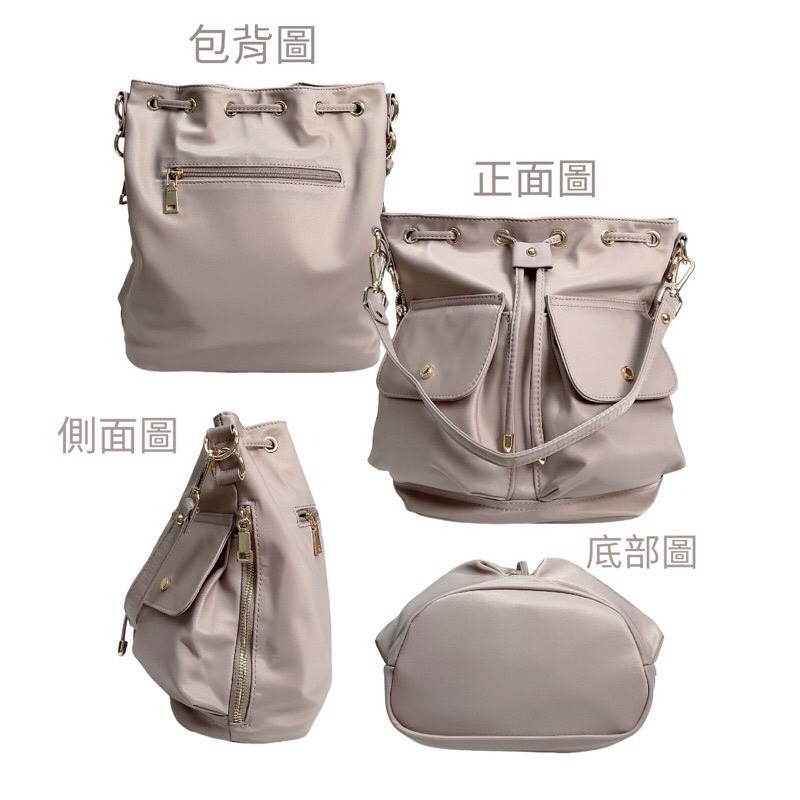 ￼現貨（5色）🎀SHINYTON 厚磅尼龍雙口袋2way水桶包🎀側背包、斜背包、肩背包、水桶包、多口袋包、手提包-細節圖3