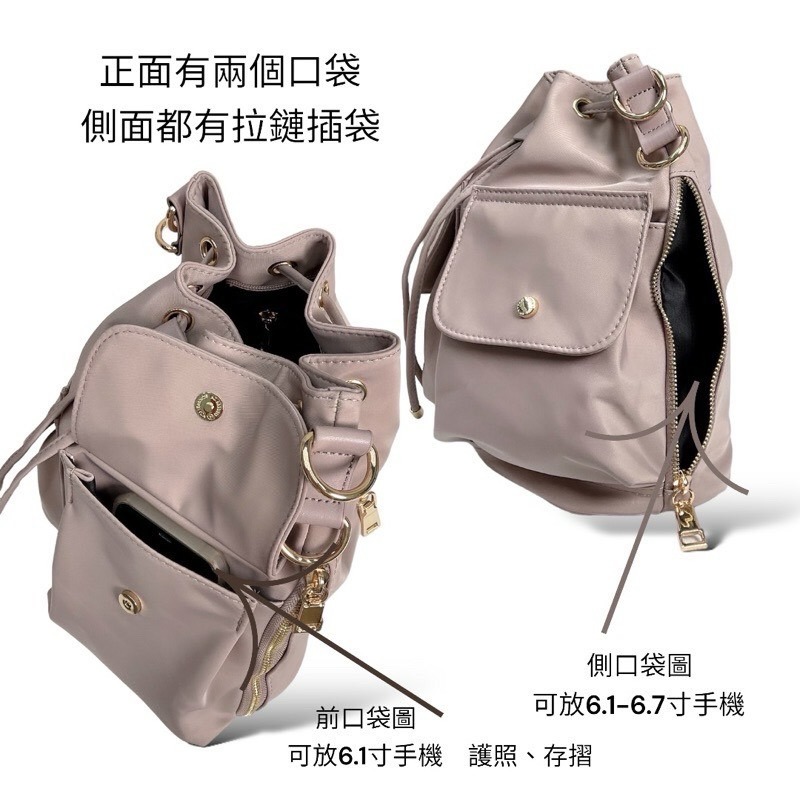 ￼現貨（5色）🎀SHINYTON 厚磅尼龍雙口袋2way水桶包🎀側背包、斜背包、肩背包、水桶包、多口袋包、手提包-細節圖6