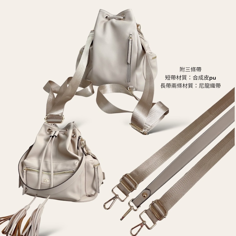 🎀SHINYTON軟皮多口袋3Way後背包🎀-細節圖2