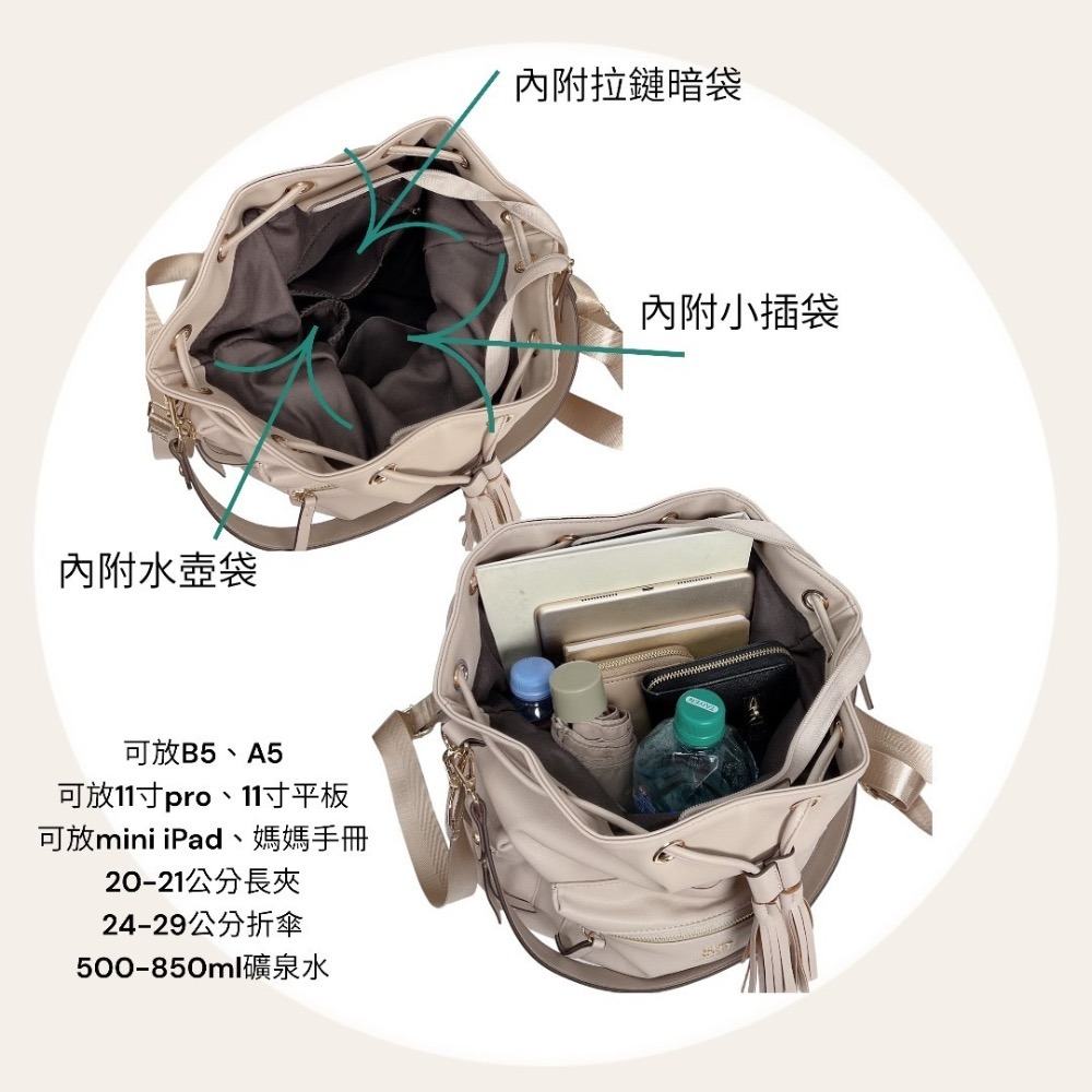 🎀SHINYTON軟皮多口袋3Way後背包🎀-細節圖5