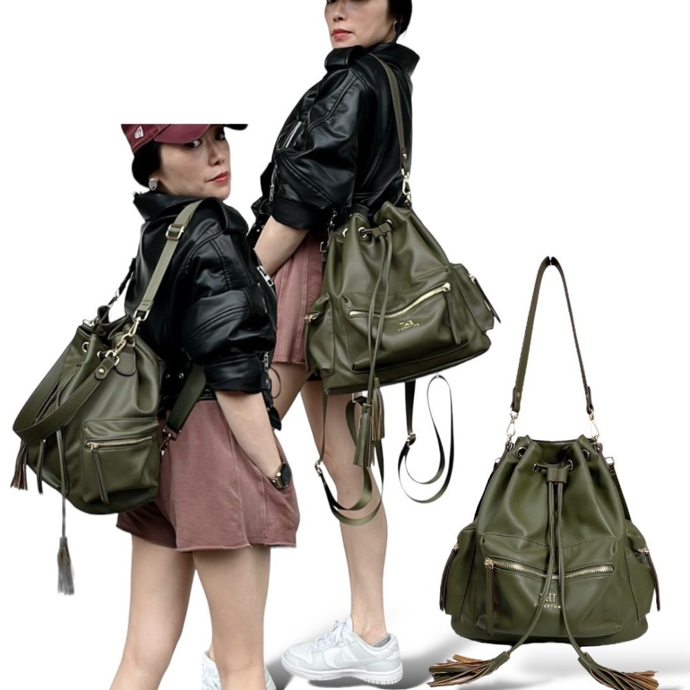 🎀SHINYTON軟皮多口袋3Way後背包🎀-細節圖8