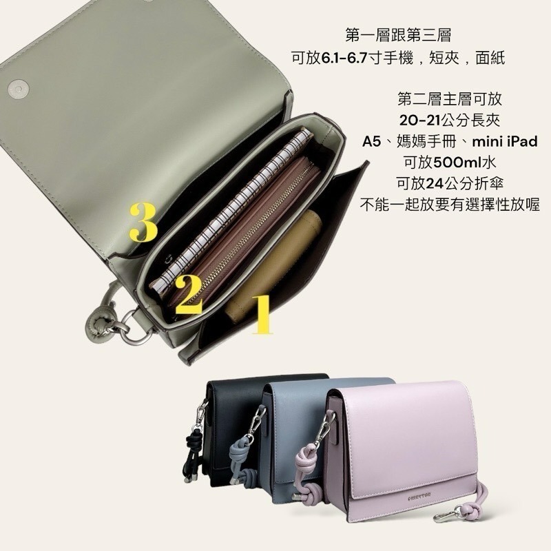 ￼現貨（6色）🎀SHINYTON 仿牛皮紋時尚霧銀三層方包🎀肩背包、側背包、斜背包、方包、三層方包-細節圖6