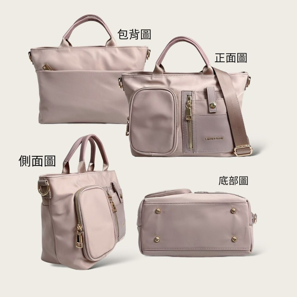 現貨（5色）🎀SHINYTON 厚磅尼龍多口袋船型托特包🎀肩背包、側背包、斜背包、船型包、中型托特包、尼龍包-細節圖4