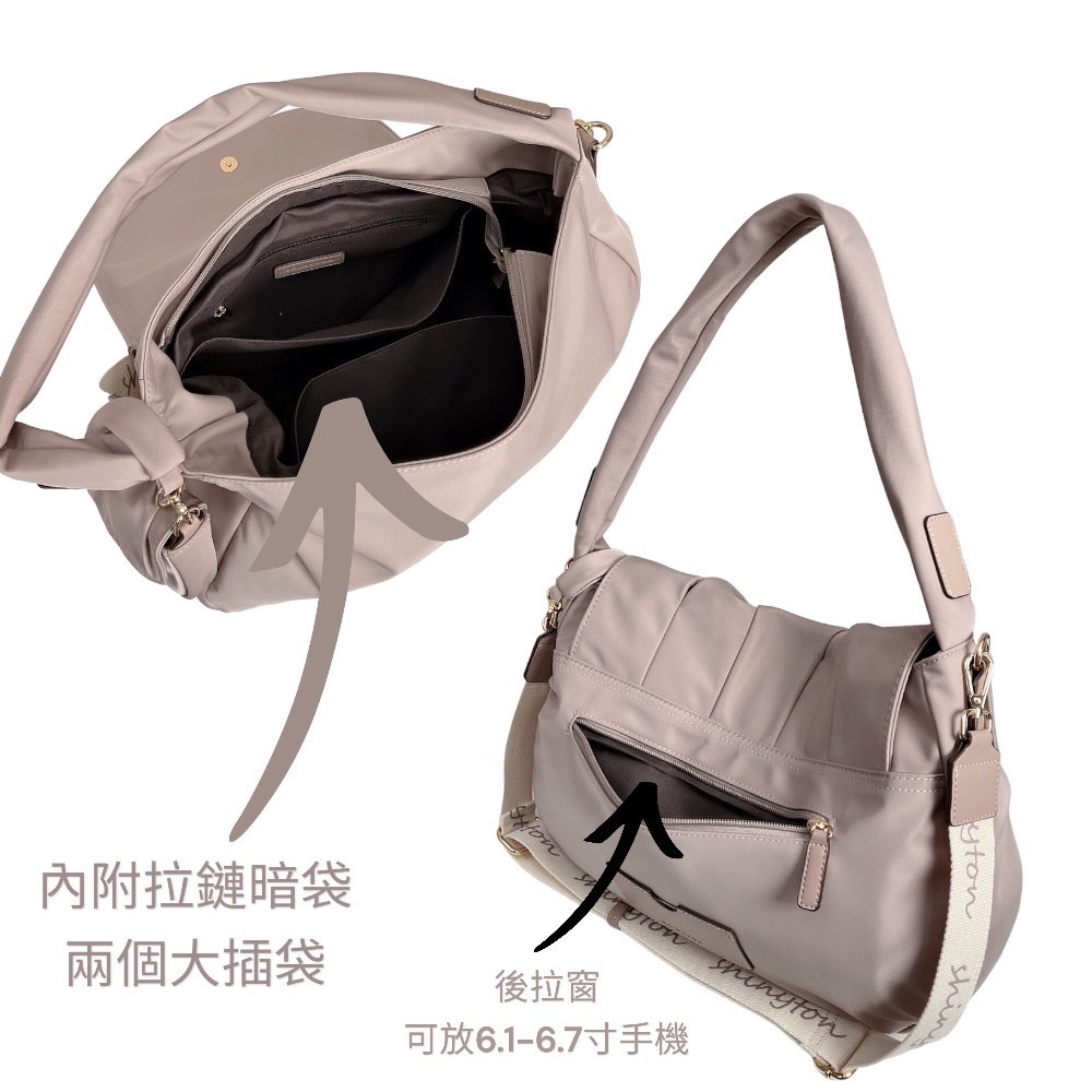 ￼現貨（4色）🎀SHINYTON (大款）厚磅尼龍雲朵半月泡泡包🎀肩背包、側背包、斜背包、半月包、大方包、托特包、-細節圖4