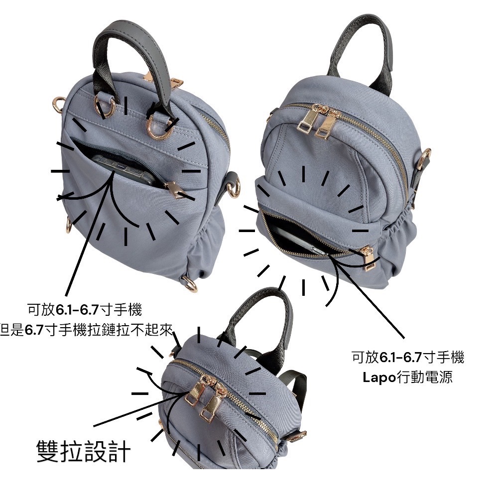 現貨（5色）🎀SHINYTON 水洗厚磅尼龍3way後背包🎀肩背包、側背包、斜背包、3用後背包、附零錢包、中小型後背包-細節圖4