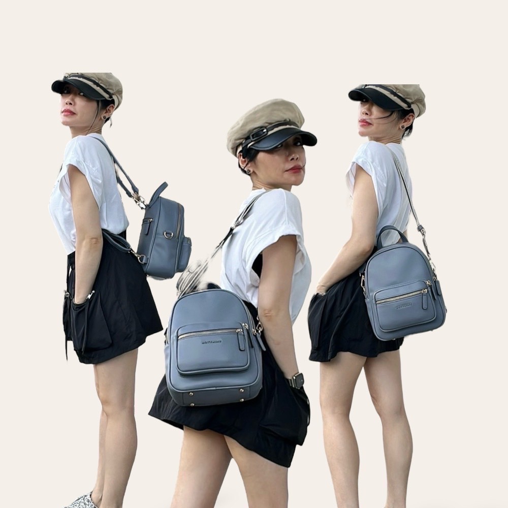 現貨（5色）🎀SHINYTON 仿牛皮紋3way小可愛後背包🎀肩背包、側背包、斜背包、後背包、小後背包-細節圖9