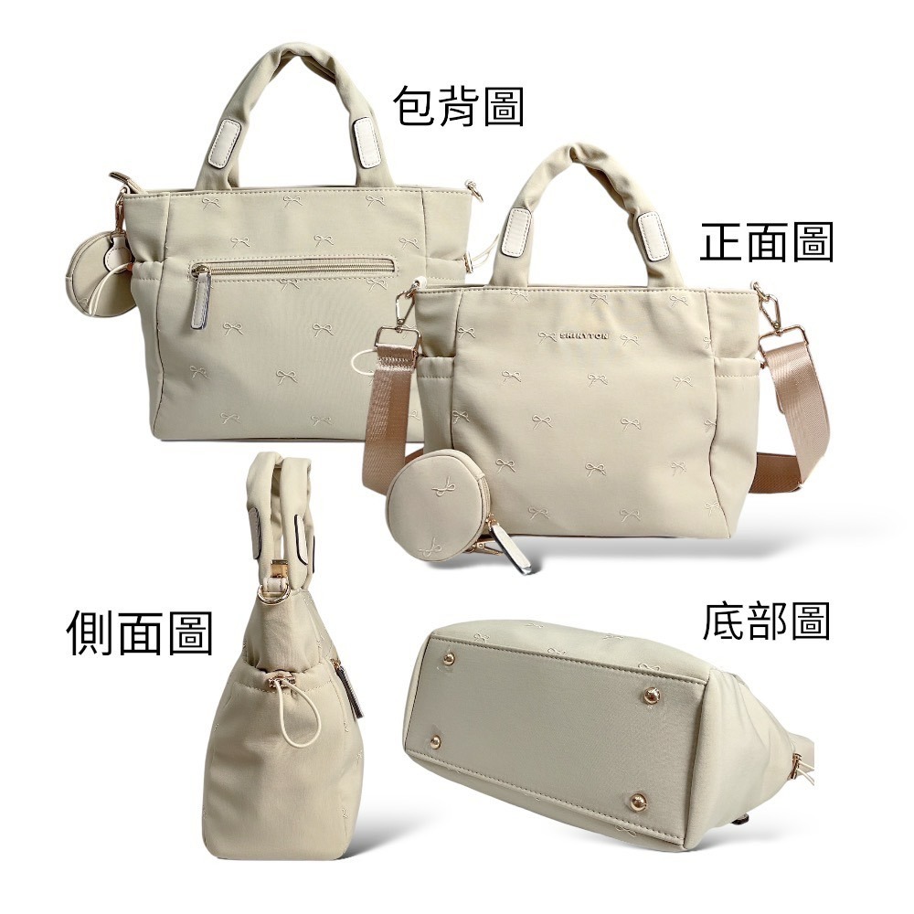 🎀SHINYTON 少女心厚磅水洗尼龍刺繡三層托特包附零錢包🎀肩背包、側背包、斜背包、手提包、三層包、-細節圖2