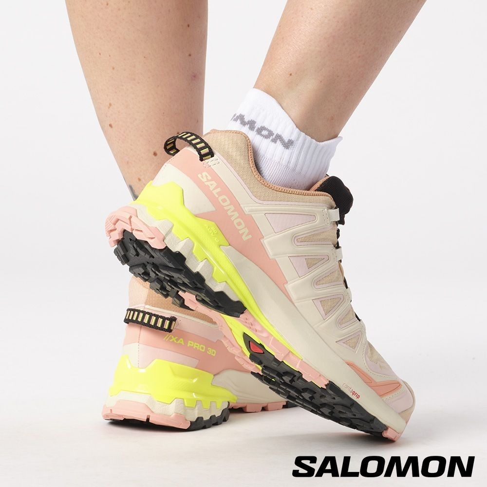 Salomon 女 XA PRO 3D V9 Goretex 健野鞋 榛果棕/英玫紅/黃 #47271000-細節圖7