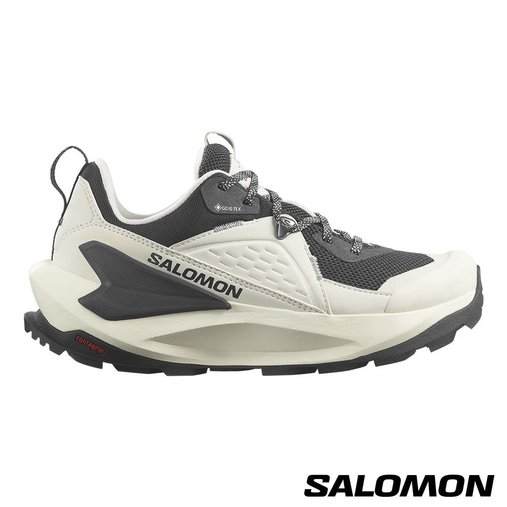 Salomon 女 ELIXIR Goretex 低筒登山鞋 香草白/幻灰/金屬灰 #47296700-細節圖2