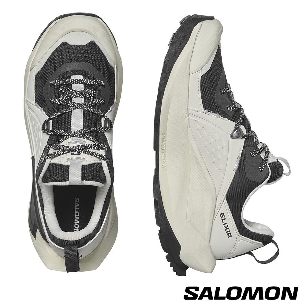 Salomon 女 ELIXIR Goretex 低筒登山鞋 香草白/幻灰/金屬灰 #47296700-細節圖6