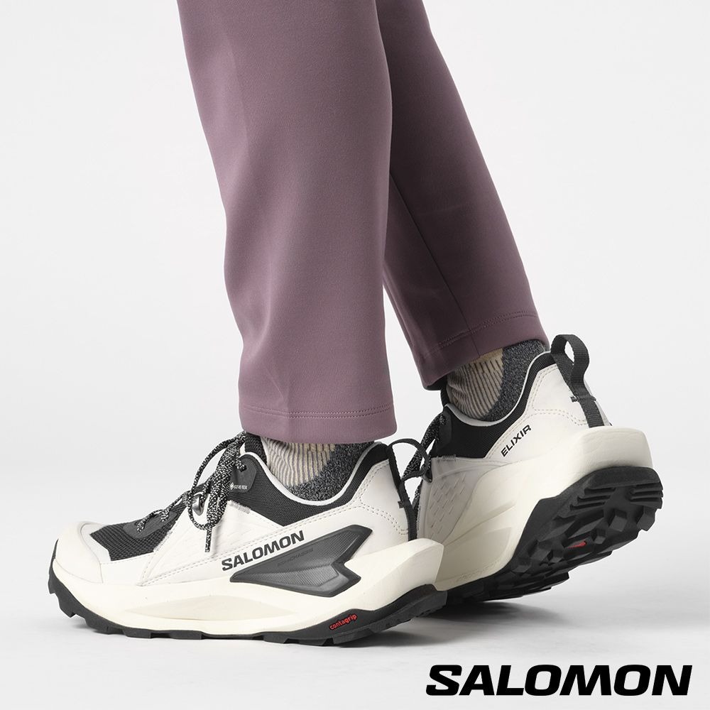 Salomon 女 ELIXIR Goretex 低筒登山鞋 香草白/幻灰/金屬灰 #47296700-細節圖7