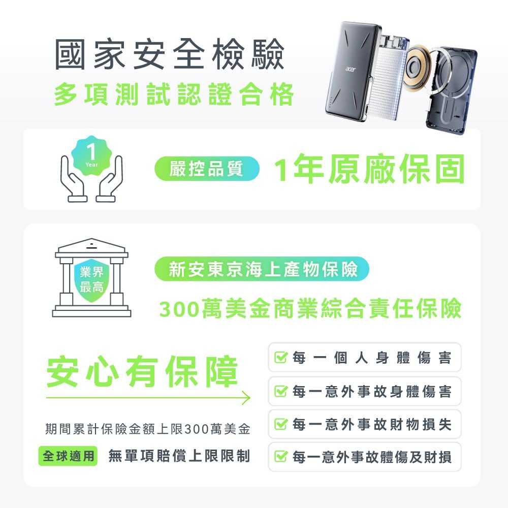 [Acer Gadget發電碁] P-180 Qi2無線充電超薄磁吸快充行動電源10000mah-細節圖4