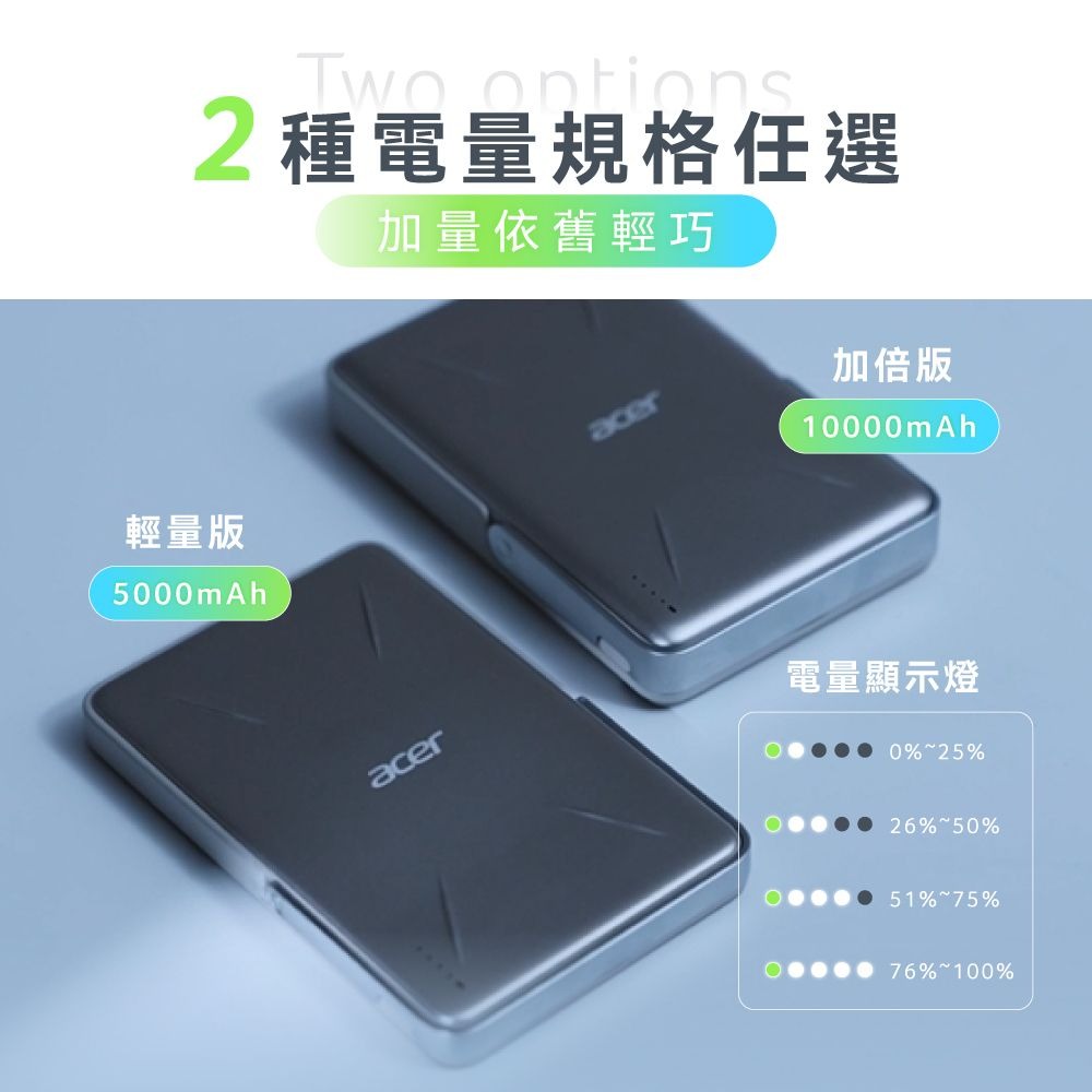 [Acer Gadget發電碁] P-180 Qi2無線充電超薄磁吸快充行動電源10000mah-細節圖7