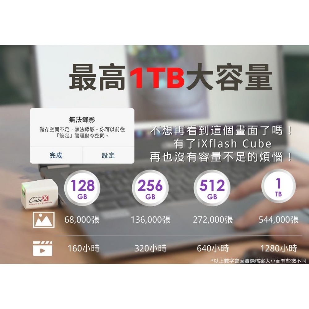 【台灣製造】128GB~1TB-PIODATA iXflash Cube 備份酷寶 充電即備份 Type-A-細節圖3