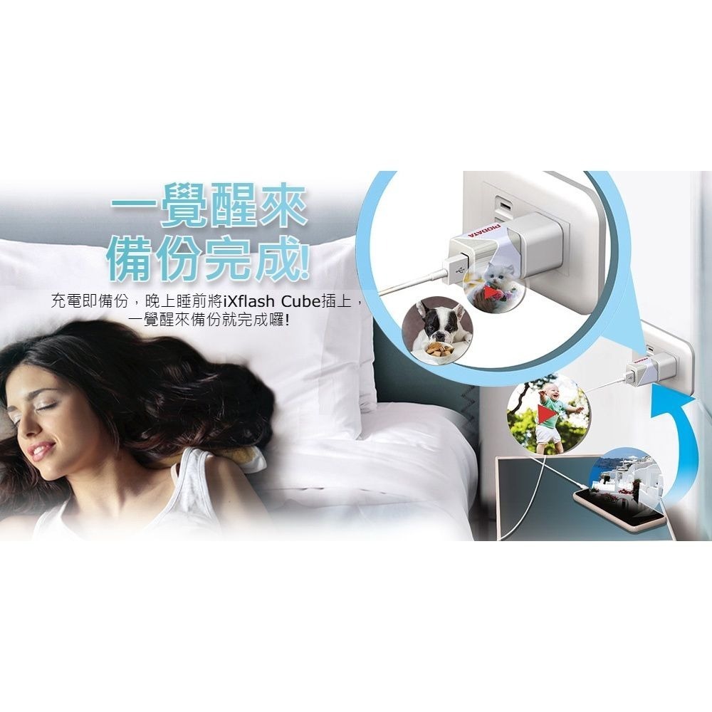 【台灣製造】128GB~1TB-PIODATA iXflash Cube 備份酷寶 充電即備份 Type-A-細節圖7