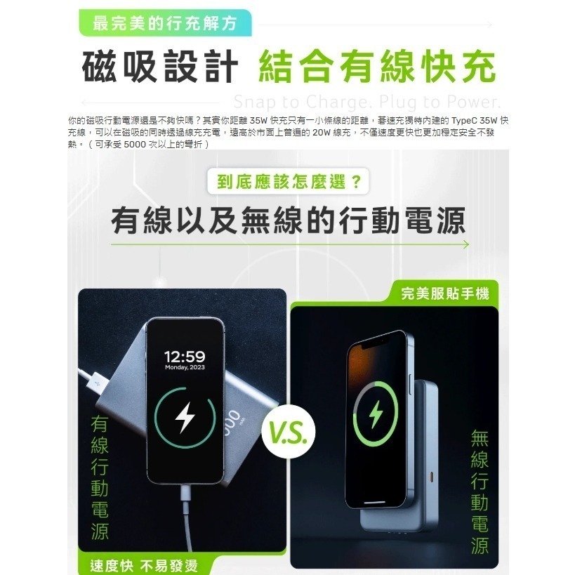 P-187 Acer Gadget碁速充Qi2五合一35w固態行動電源10000mah可無線磁吸也有自帶線充有三色-細節圖4