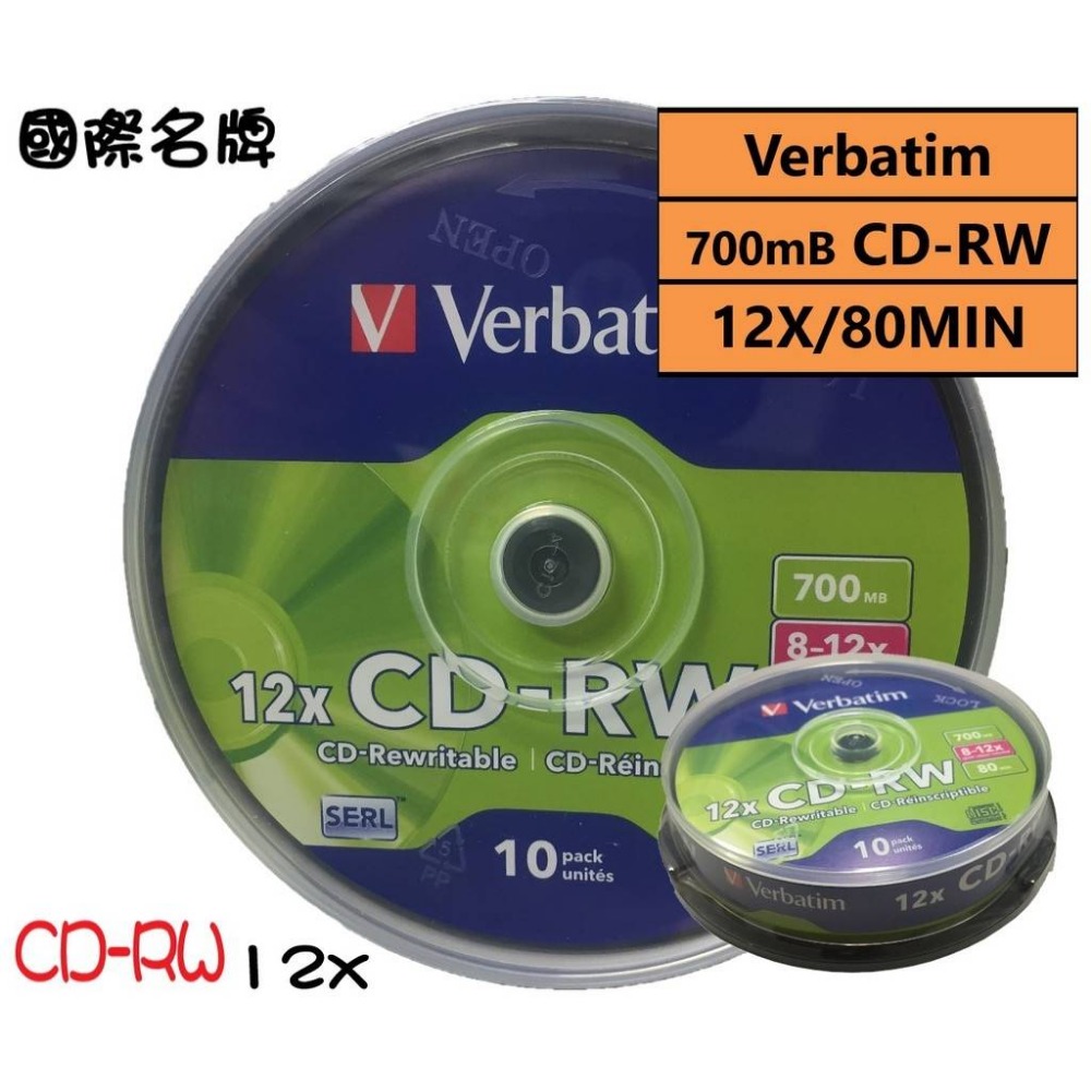 【國際名牌】單片~290片-威寶Verbatim CD-RW12X 700MB 可重覆燒錄型/光碟片/燒錄片-規格圖3