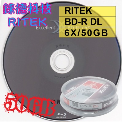 【光碟第一品牌】錸德RITEK BD-R DL單面雙層4X 50G 空白光碟燒錄片-規格圖3