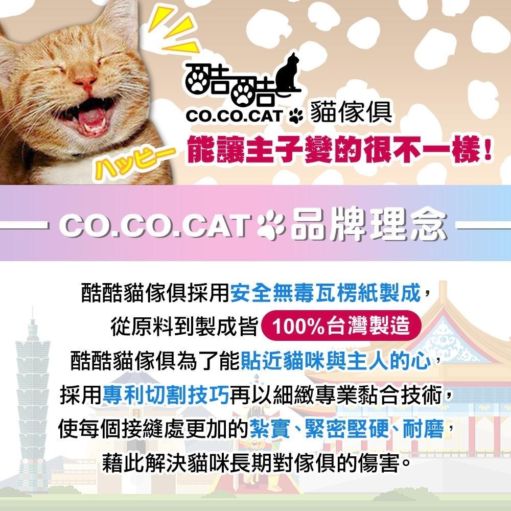 【Co.Co.Cat 酷酷貓】大洞洞樂-100%台灣製紙箱貓抓板(櫻花粉/活力橘/湖水綠/水手藍-隨機不挑色)-細節圖4